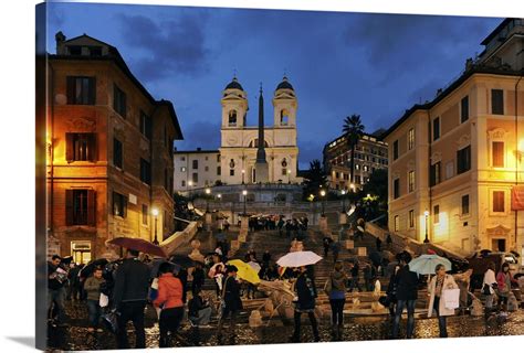 The Spanish Steps at night in Rome, Italy Wall Art, Canvas Prints ...