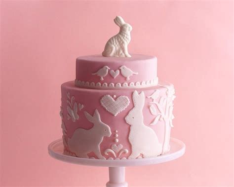 Pink White Bunny Rabbit Silhouette Easter Cake How-To Cakegirls ...