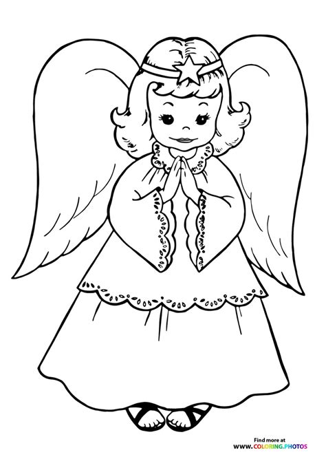 Christmas angel praying - Coloring Pages for kids