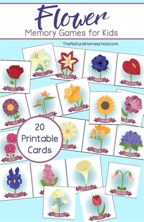 Free Flower Matching Game Printable - The Natural Homeschool | Memory ...