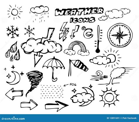 Thunderstorm Cloud Doodle Drawing Vector Illustration | CartoonDealer ...