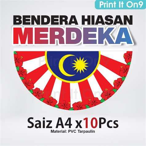 Bendera Hari Merdeka 1set=10pcs Hiasan Sekolah Kelas Hari Kebangsaan Bulat Separuh Semarak Jalur ...