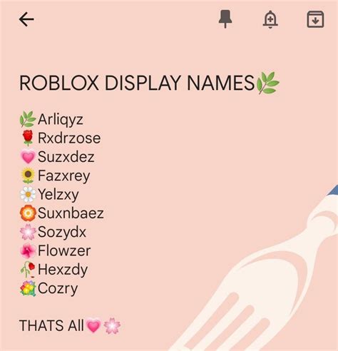 ROBLOX DISPLAY NAME🌸 | Roblox user name ideas, Cute roblox name ideas, Names