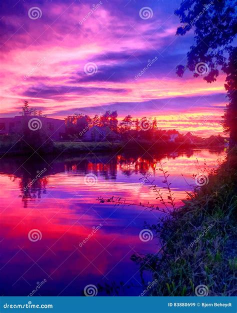 Dramatic Purple Sunset Over the River Stock Image - Image of colorful, dawn: 83880699