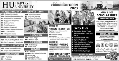 Hajvery University (HU) Euro (Lahore) & Sheikhupura Campuses Admission 2023 | Learn To Earn ...