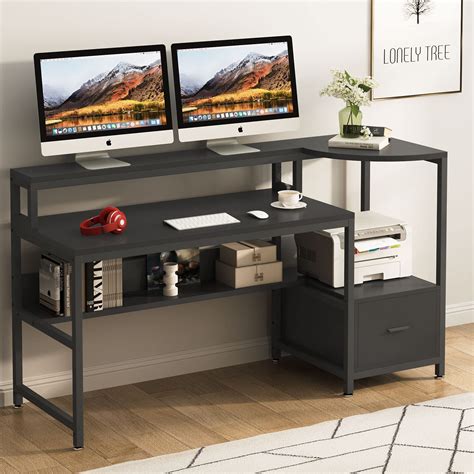 Buy Tribesigns Computer Desk with Hutch and Storage Shelves, 63” Modern Home Office Desk with ...