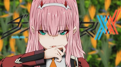 darling in the franxx green eyes zero two with background of shallow yellow and green texture 4k ...