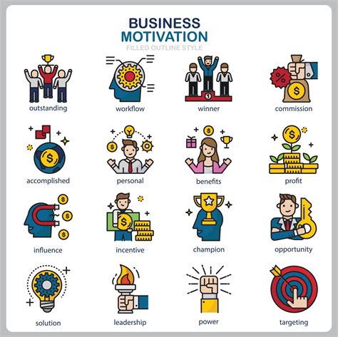 Business Motivation icon set for website, document, poster design, printing, application ...