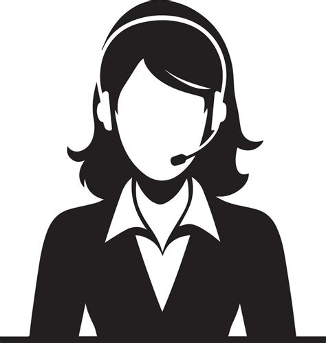 Call Center Woman vector silhouette illustration, call center girl ...