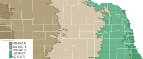 Nebraska Physical Map and Nebraska Topographic Map