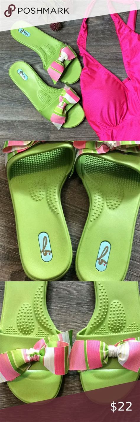 OKA b. Green w/bow Beach Slip on Sandals | Slip on sandal, Slip on ...