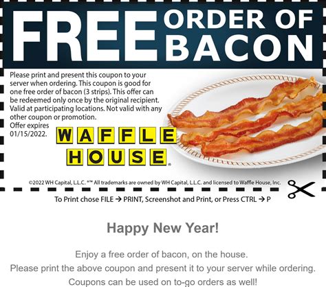 Free bacon at Waffle House #wafflehouse | The Coupons App®