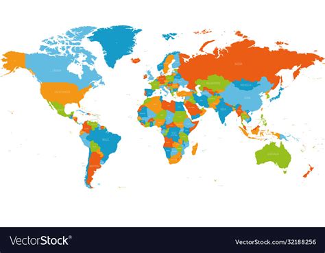 World map high detailed political Royalty Free Vector Image