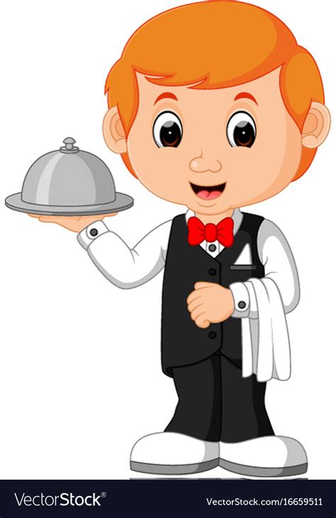 Waiter restaurant serving cartoon Royalty Free Vector Image