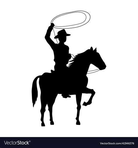 Cowboy and horse silhouette Royalty Free Vector Image