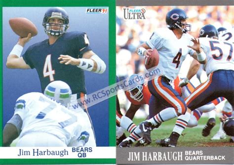 1991 Jim Harbaugh, Bears, 1 Fleer #220 & 1 Ultra #157, #F2699