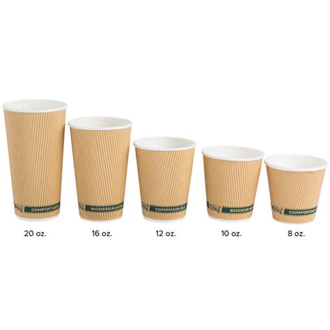 EcoChoice 12 oz. Sleeveless Kraft Compostable and Biodegradable Paper Hot Cup - 500/Case