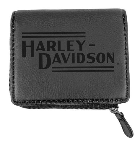 Harley-Davidson Mens Currency & Coin Leather Slimfold Zip Wallet IM2152L-BLACK Wallets, Card ...