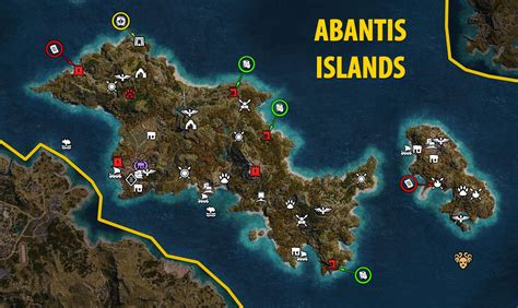 AC Odyssey: Abantis Islands Map - tombs, ostracons, documents, secrets | gamepressure.com