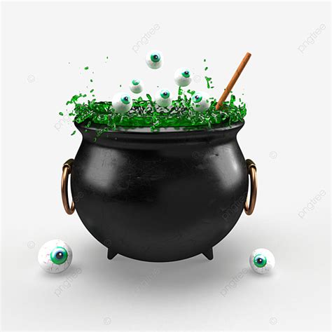 Witches Cauldron White Transparent, Halloween Witch Cauldron With Bubbling Green Goo, Cauldron ...