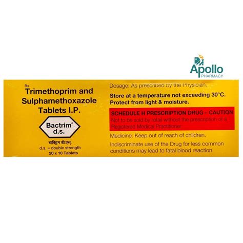 Bactrim DS Tablet 10's Price, Uses, Side Effects, Composition - Apollo Pharmacy