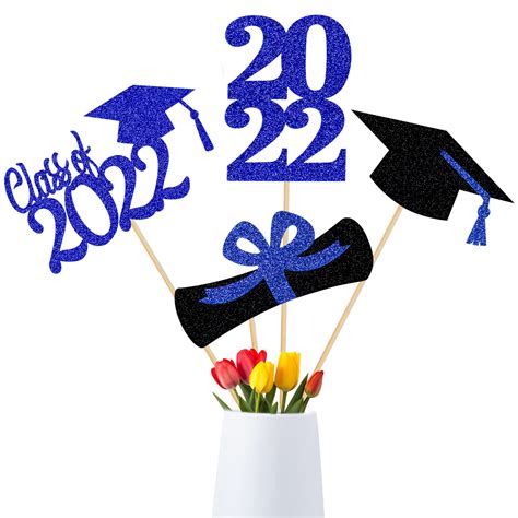 Buy Graduation Party Centerpieces for Tables 2022 Blue Glitter Graduation Tables Centerpieces ...