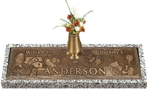 Photo Companion Bronze Memorial with vase 44 x 14 - Headstones, Grave ...