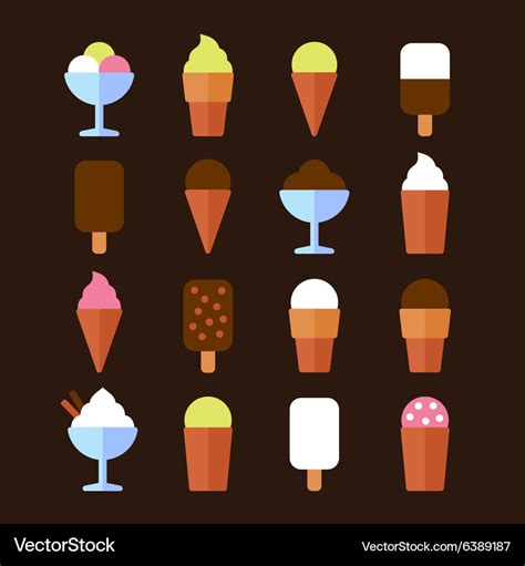 Ice cream icons set in flat style Royalty Free Vector Image