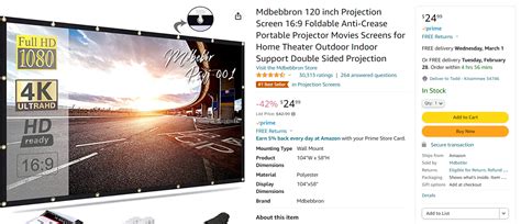 Projector Screen On HUGE PRICE DROP at Amazon!