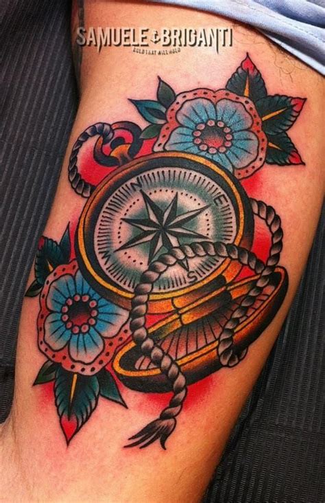 Bright & bold compass tattoo by Samuele Briganti. compass compasstattoo ...