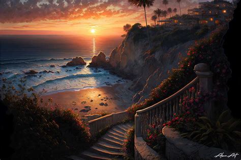 Sunset at Laguna Beach California Graphic by Alone Art · Creative Fabrica
