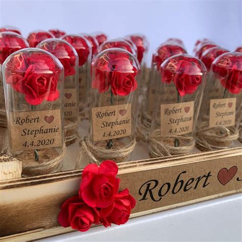 Thank you Gifts for Guests Glass Wedding Favor Beauty And The Beast Rose Enchanted Rose Ro ...