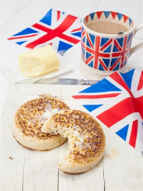 Buttered English Crumpets With Cup Of Tea Stock Image - Image: 41280919