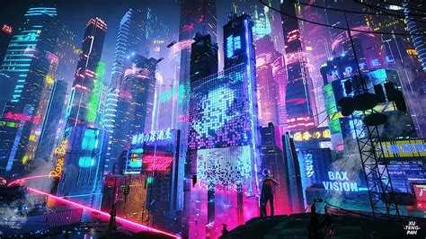 Colorful Neon City, neon, cyberpunk, artist, artwork, digital-art ...