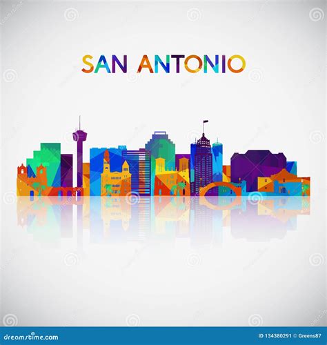 San Antonio Skyline Silhouette in Colorful Geometric Style. Stock ...