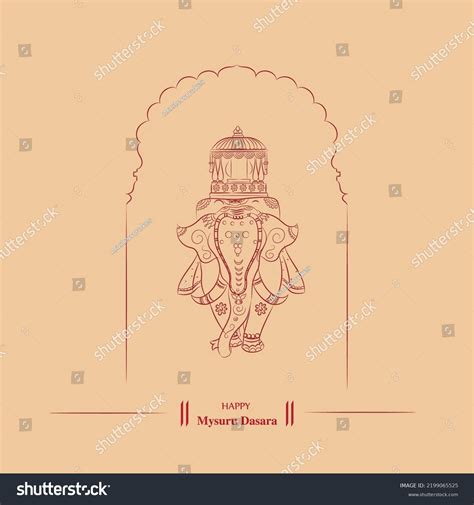 Happy Mysore Dasara Elephant Ambari Line Stock Vector (Royalty Free ...