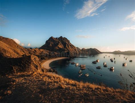 Top Aerial Drone View of Padar Island in a Morning before Sunrise ...