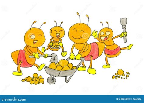 Original Painting of a Colony of Ants Working Stock Illustration - Illustration of ants ...