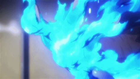 an animated image of blue flames in the air