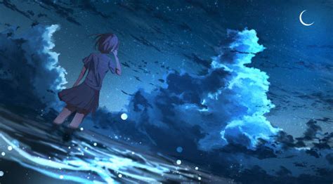 11520x2160 Anime Girl in Half Moon Night 4K 11520x2160 Resolution ...