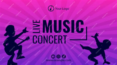 Premium Vector | Live music concert landscape banner template