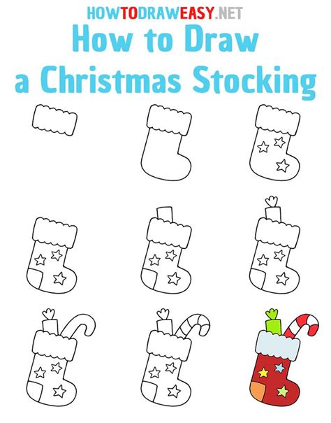 how to draw a christmas stocking step by step with pictures and instructions for kids