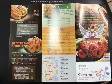 Menu at Wild Wing Station restaurant, Prichard, St Stephens Rd