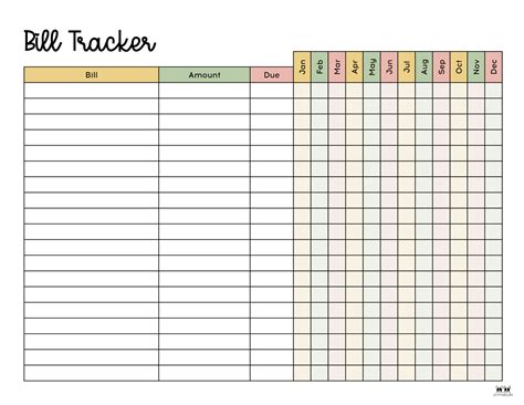 Monthly Bill Organizers - 18 Free Printables | Printabulls