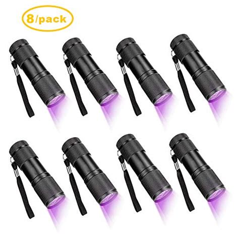 CFIKTE 8 Pack UV LED Flashlight Black Light UV Lights 9 LED Ultraviolet ...