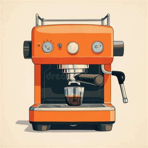 Vintage Graphic Design Orange Espresso Machine with Coffee Cup Stock Illustration - Illustration ...