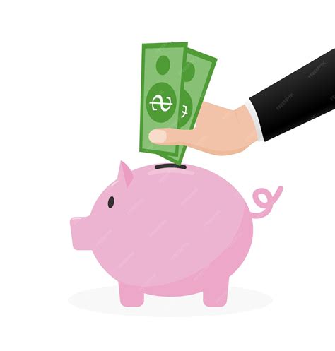 Premium Vector | Saving money concept piggy bank and hand with dollars cartoon image with saving ...