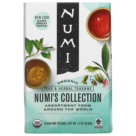 Numi Tea, Organic Teas & Herbal Teasans, Numi's Collection, 16 Non-GMO Tea Bags, 1.3 oz (36.95 g)