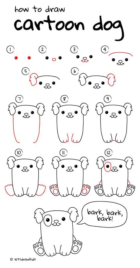 How to draw cartoon dog. Easy drawing, step by step, perfect for kids! Let's draw kids. http ...