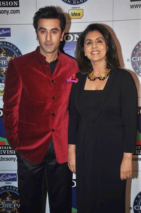 Ranbir Kapoor with mother Neetu Kapoor on the sets of KBC 7 promoting film BESHARAM 1 : rediff ...